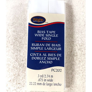 Wrights Bias Tape Single Fold 3 yd .875 in wide PC202 White